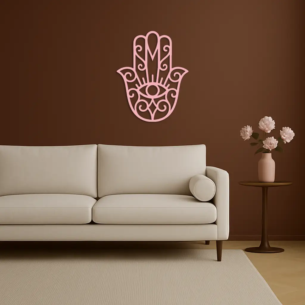 Hamsa Hand Metal Wall Art – Spiritual Protection & Boho Home Decor - KAFGP030 by Enova Art