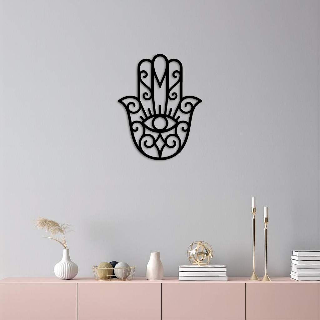 Hamsa Hand Metal Wall Art – Spiritual Protection & Boho Home Decor - KAFGP030 by Enova Art