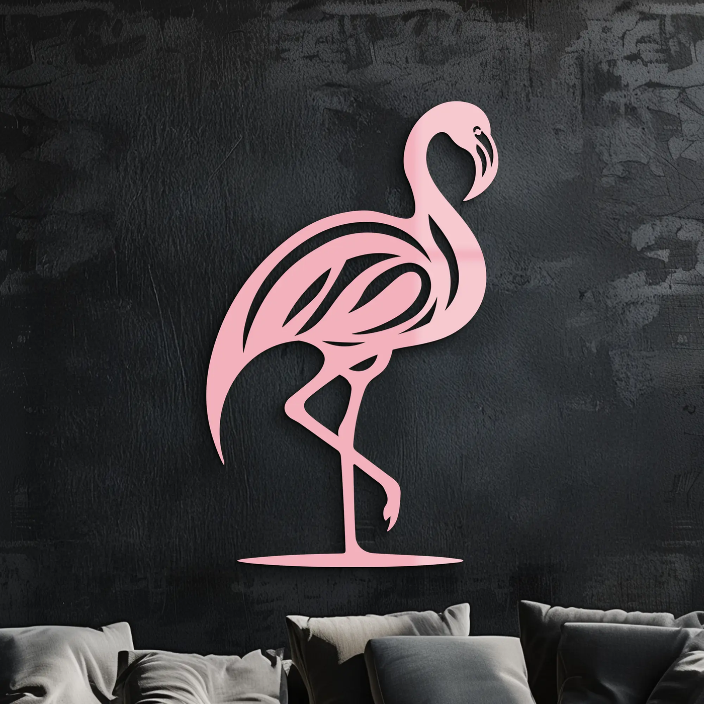 Flamingo Silhouette Metal Wall Art – Elegant Bird Design - KAFGP031 by Enova Art