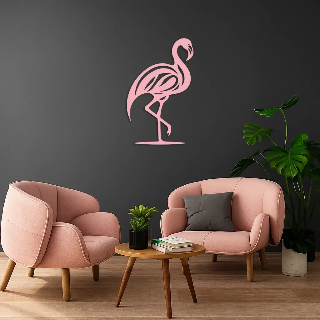 Flamingo Silhouette Metal Wall Art – Elegant Bird Design - KAFGP031 by Enova Art