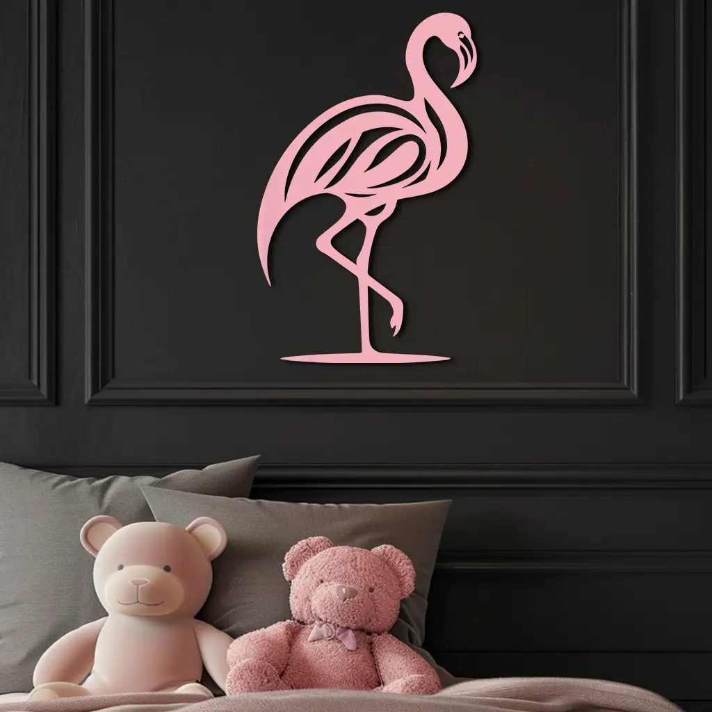 Flamingo Silhouette Metal Wall Art – Elegant Bird Design - KAFGP031 by Enova Art