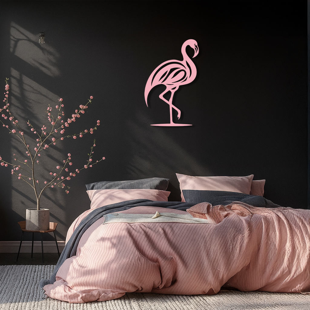 Flamingo Silhouette Metal Wall Art – Elegant Bird Design - KAFGP031 by Enova Art