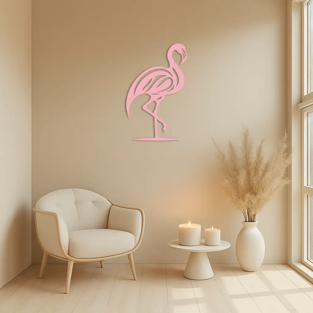 Flamingo Silhouette Metal Wall Art – Elegant Bird Design - KAFGP031 by Enova Art