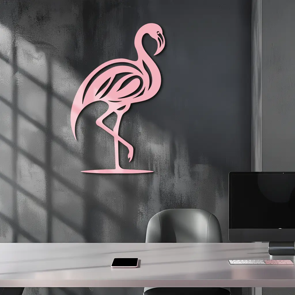 Flamingo Silhouette Metal Wall Art – Elegant Bird Design - KAFGP031 by Enova Art