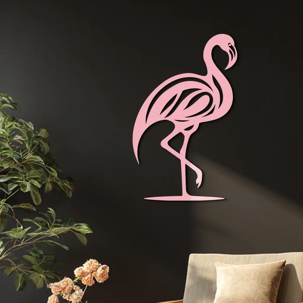 Flamingo Silhouette Metal Wall Art – Elegant Bird Design - KAFGP031 by Enova Art
