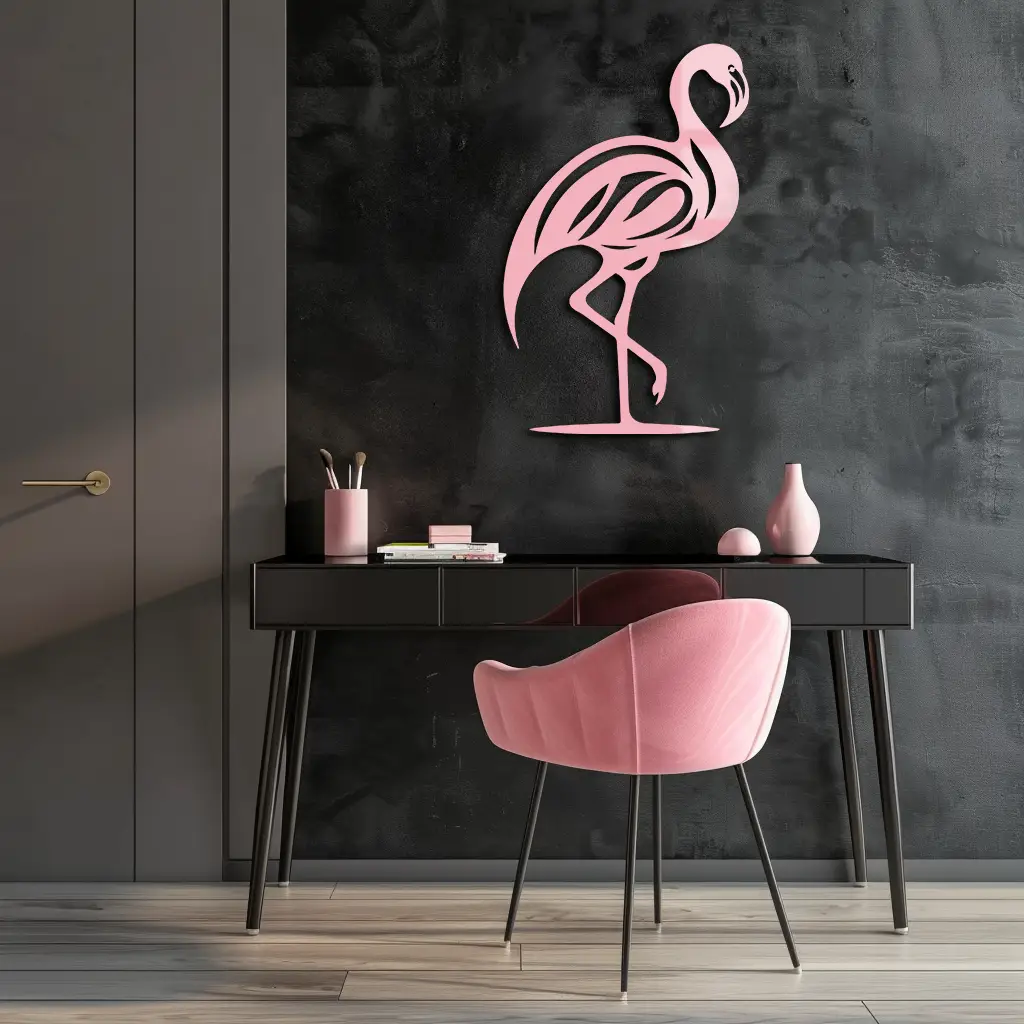 Flamingo Silhouette Metal Wall Art – Elegant Bird Design - KAFGP031 by Enova Art