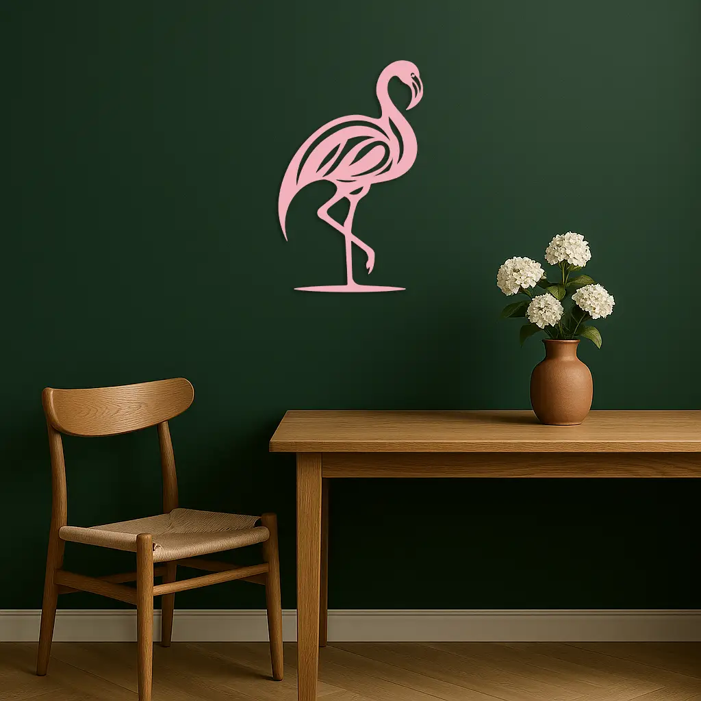 Flamingo Silhouette Metal Wall Art – Elegant Bird Design - KAFGP031 by Enova Art