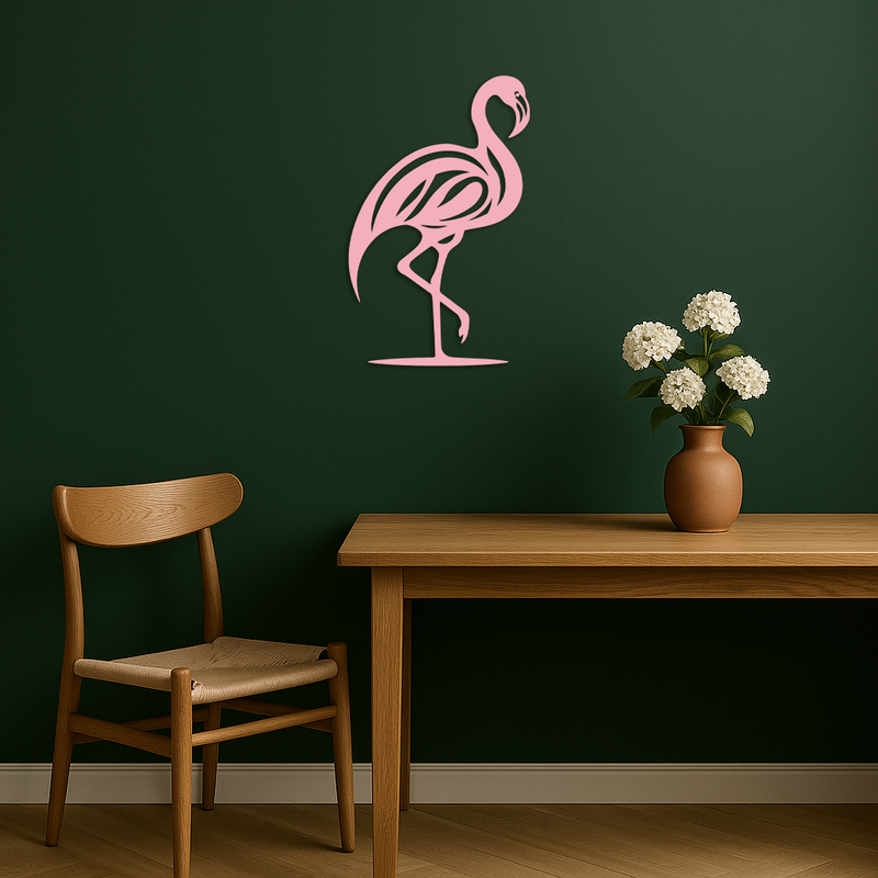Flamingo Silhouette Metal Wall Art – Elegant Bird Design - KAFGP031 by Enova Art