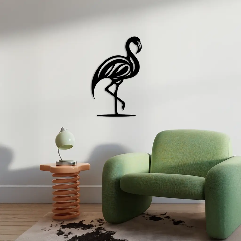 Flamingo Silhouette Metal Wall Art – Elegant Bird Design - KAFGP031 by Enova Art