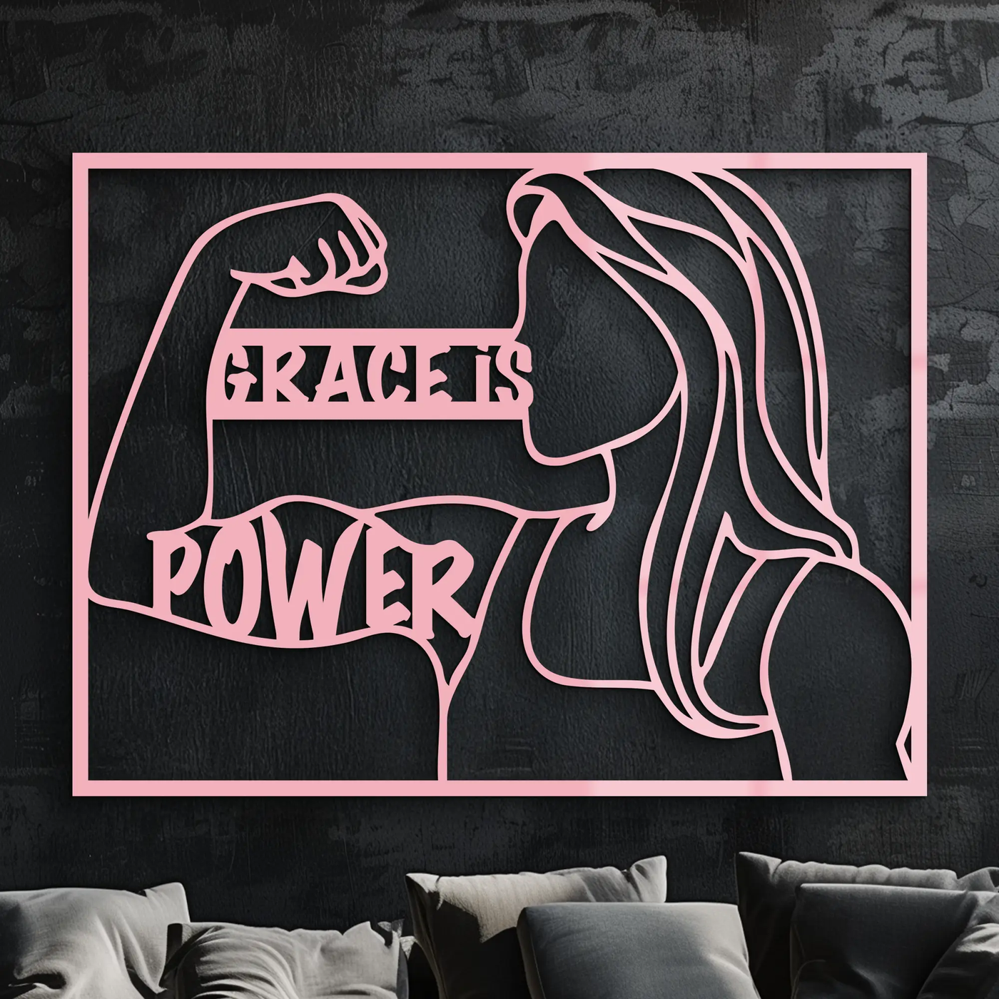 Grace is Power Woman Silhouette Metal Wall Art - KAFGP033 by Enova Art