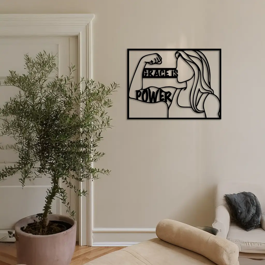 Grace is Power Woman Silhouette Metal Wall Art - KAFGP033 by Enova Art