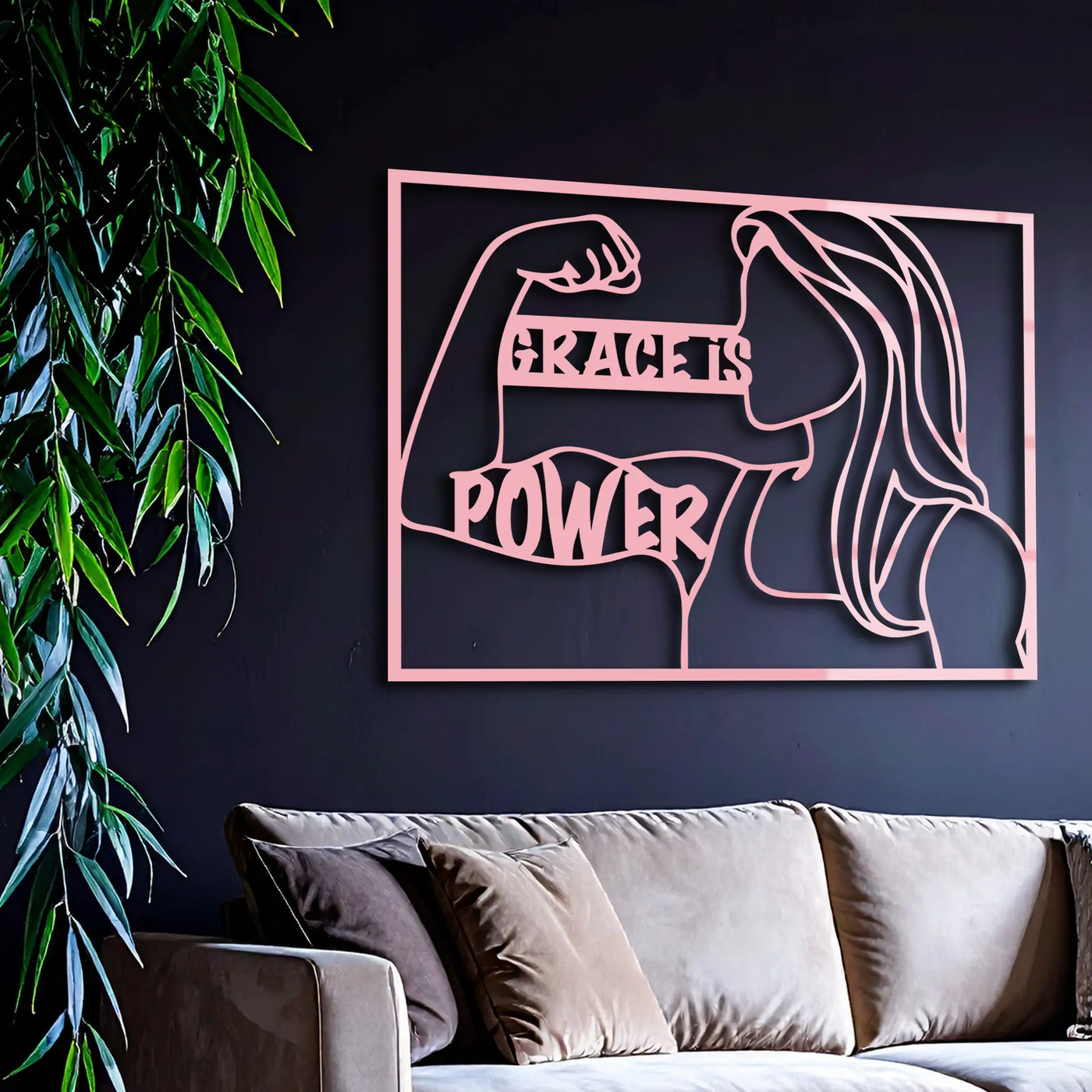 Grace is Power Woman Silhouette Metal Wall Art - KAFGP033 by Enova Art