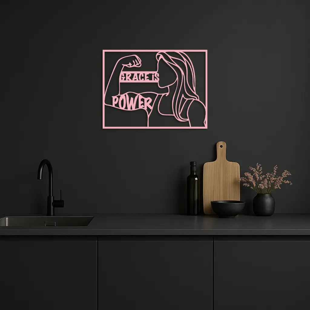 Grace is Power Woman Silhouette Metal Wall Art - KAFGP033 by Enova Art