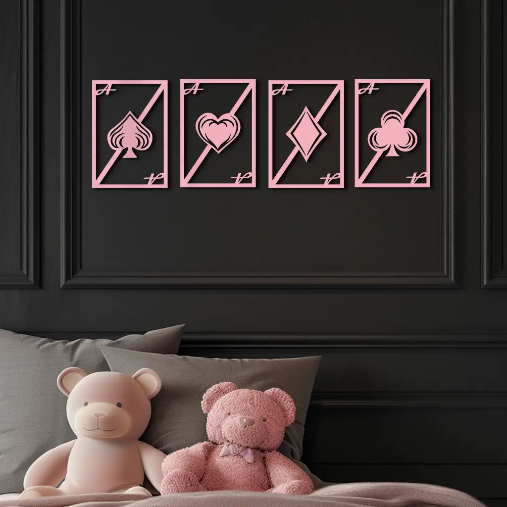 Playing Cards Silhouette Metal Wall Art – Poker Aces Design - KAFGP037 by Enova Art