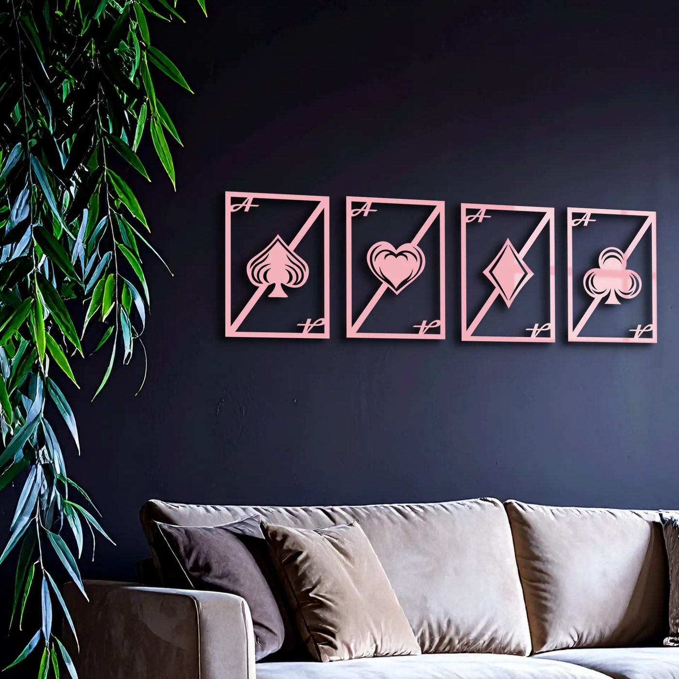 Playing Cards Silhouette Metal Wall Art – Poker Aces Design - KAFGP037 by Enova Art