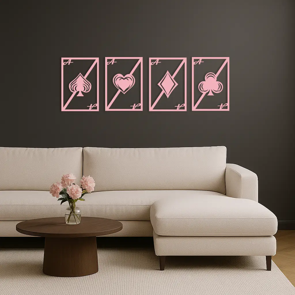 Playing Cards Silhouette Metal Wall Art – Poker Aces Design - KAFGP037 by Enova Art