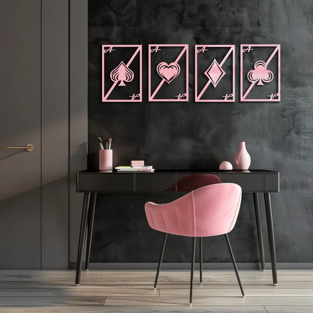 Playing Cards Silhouette Metal Wall Art – Poker Aces Design - KAFGP037 by Enova Art