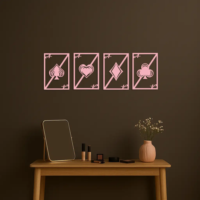 Playing Cards Silhouette Metal Wall Art – Poker Aces Design - KAFGP037 by Enova Art