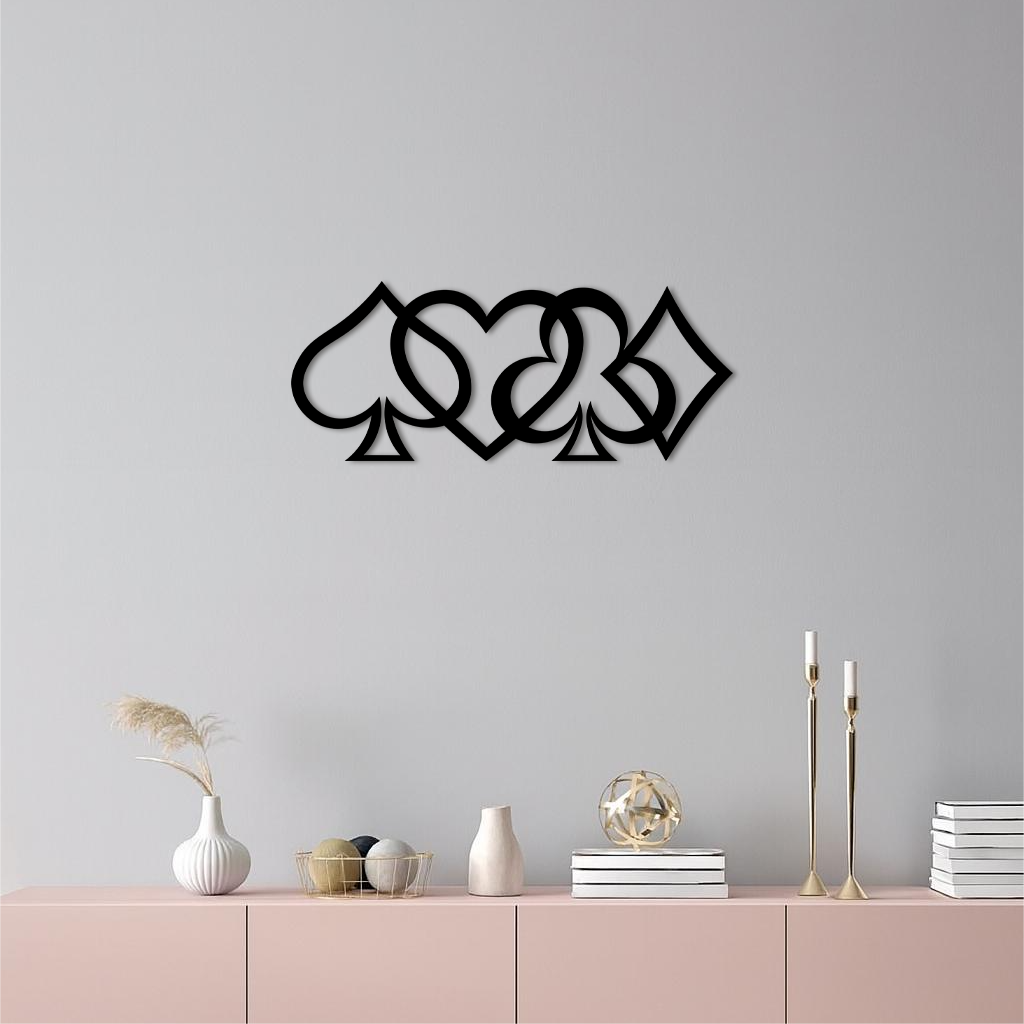 Playing Card Suits Metal Wall Art – Poker Club Design - KAFGP038 by Enova Art