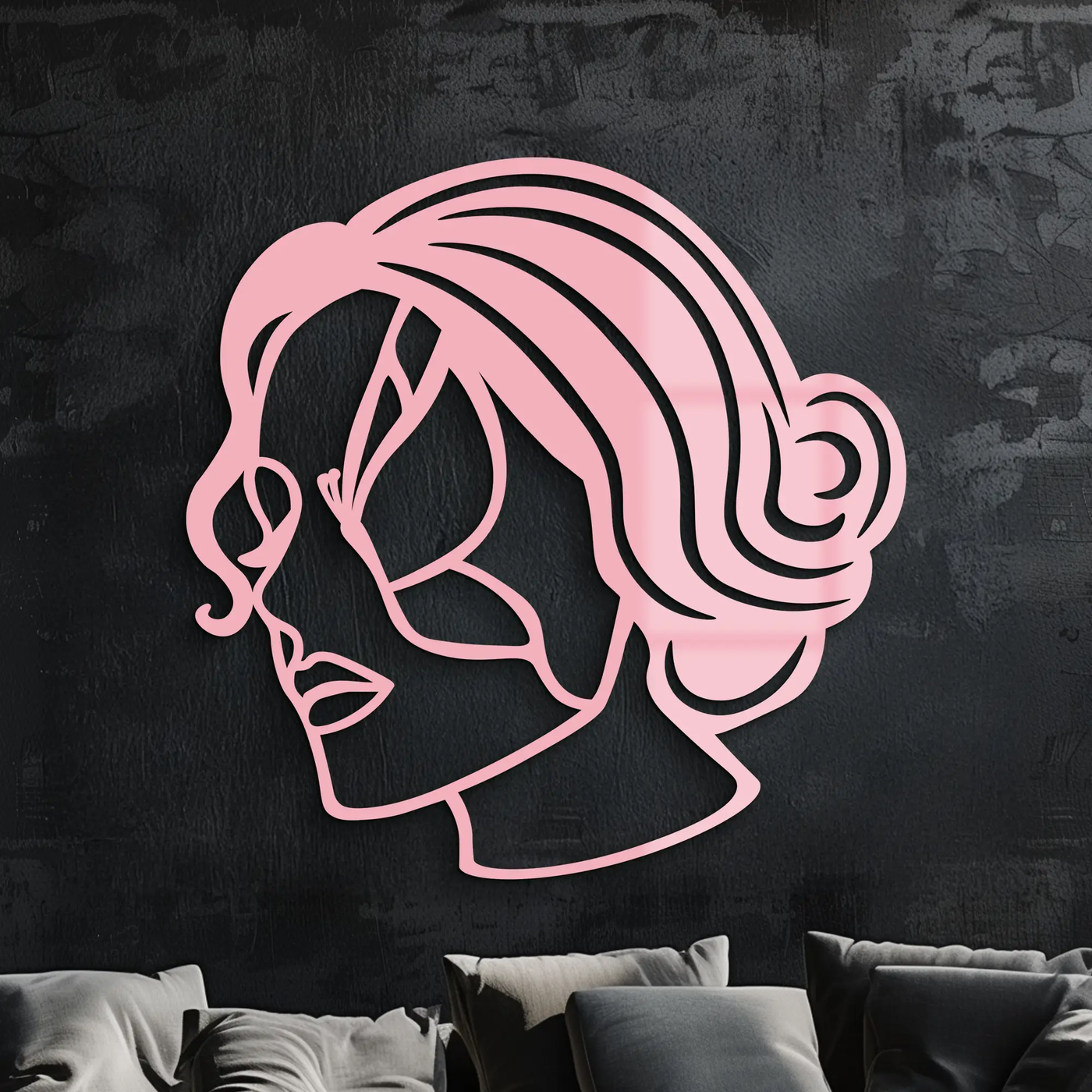 Butterfly Woman Face Silhouette Metal Wall Art – Modern Feminine Design - KAFGP039 by Enova Art