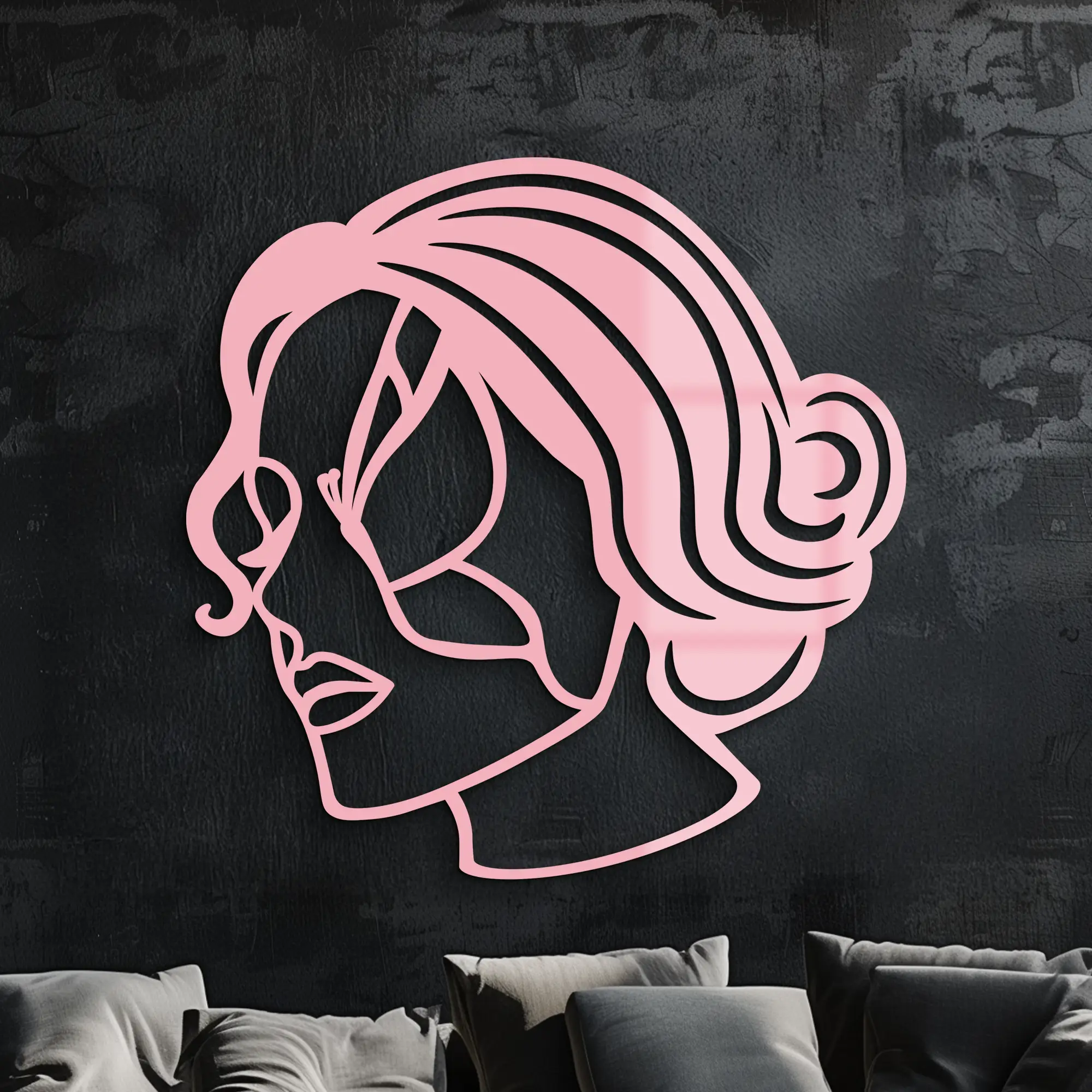 Butterfly Woman Face Silhouette Metal Wall Art – Modern Feminine Design - KAFGP039 by Enova Art