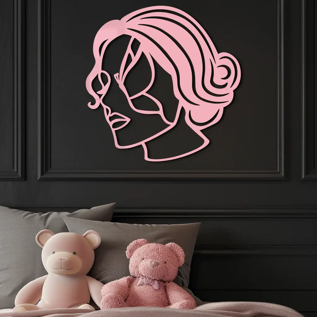 Butterfly Woman Face Silhouette Metal Wall Art – Modern Feminine Design - KAFGP039 by Enova Art