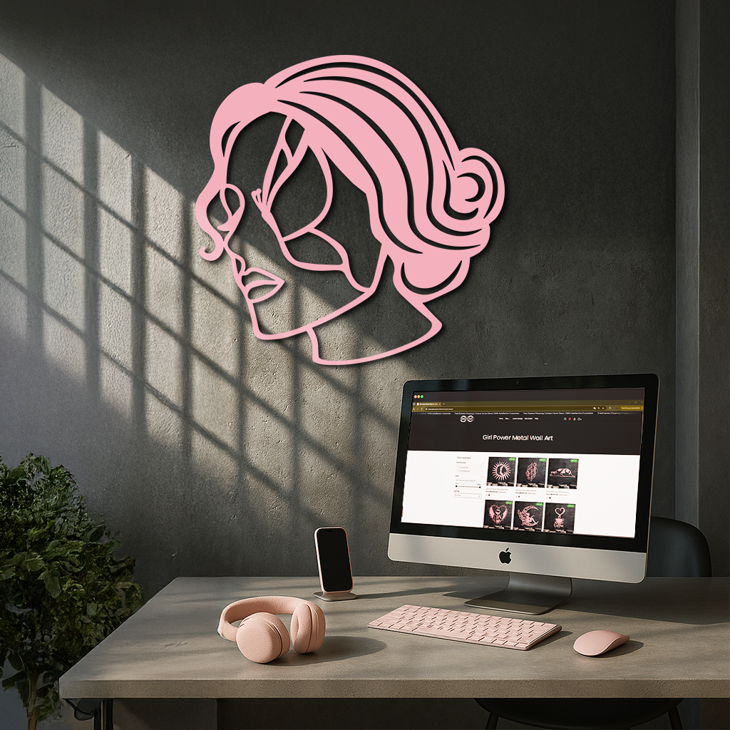 Butterfly Woman Face Silhouette Metal Wall Art – Modern Feminine Design - KAFGP039 by Enova Art