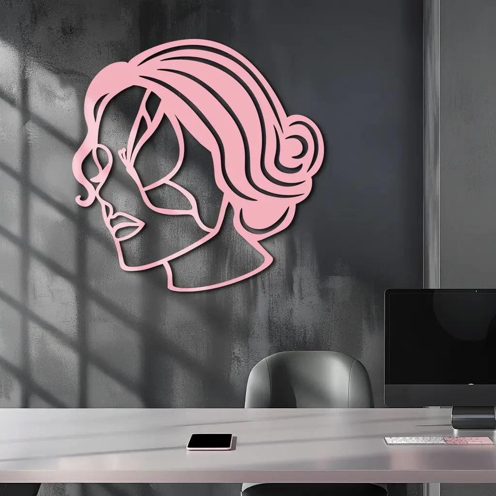 Butterfly Woman Face Silhouette Metal Wall Art – Modern Feminine Design - KAFGP039 by Enova Art