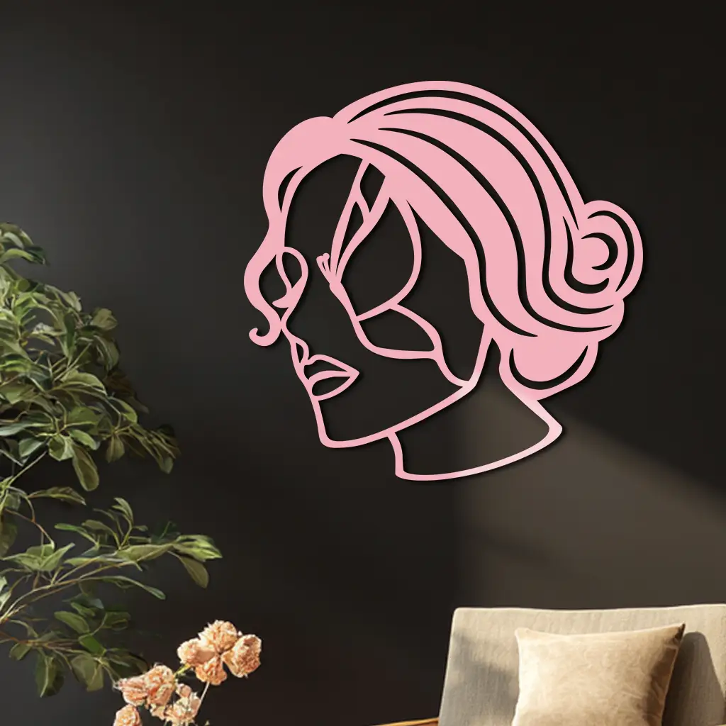 Butterfly Woman Face Silhouette Metal Wall Art – Modern Feminine Design - KAFGP039 by Enova Art