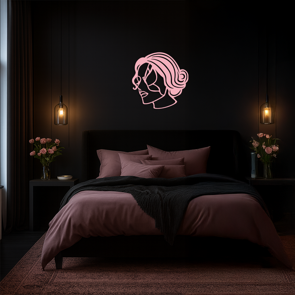 Butterfly Woman Face Silhouette Metal Wall Art – Modern Feminine Design - KAFGP039 by Enova Art