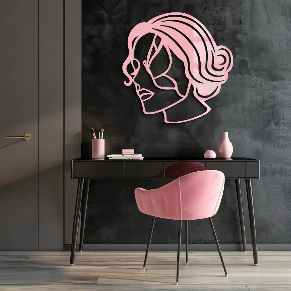 Butterfly Woman Face Silhouette Metal Wall Art – Modern Feminine Design - KAFGP039 by Enova Art