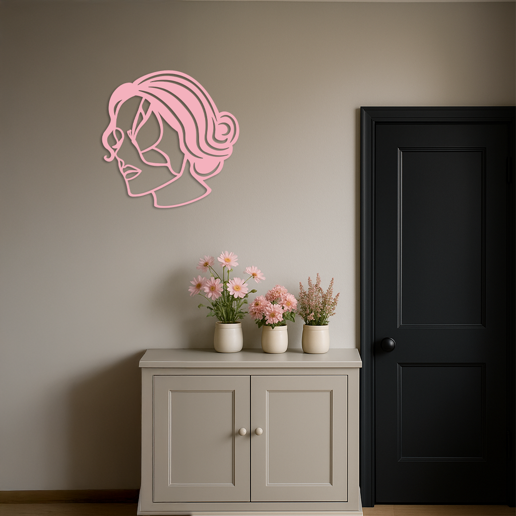 Butterfly Woman Face Silhouette Metal Wall Art – Modern Feminine Design - KAFGP039 by Enova Art