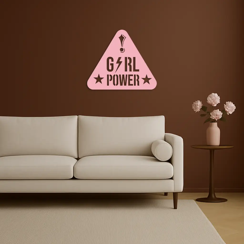 Girl Power Triangle Silhouette Metal Wall Art – Feminist Symbol Design - KAFGP040 by Enova Art