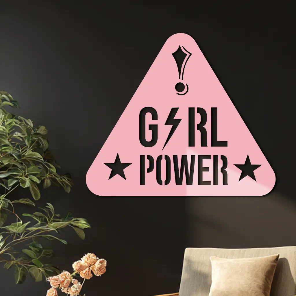Girl Power Triangle Silhouette Metal Wall Art – Feminist Symbol Design - KAFGP040 by Enova Art