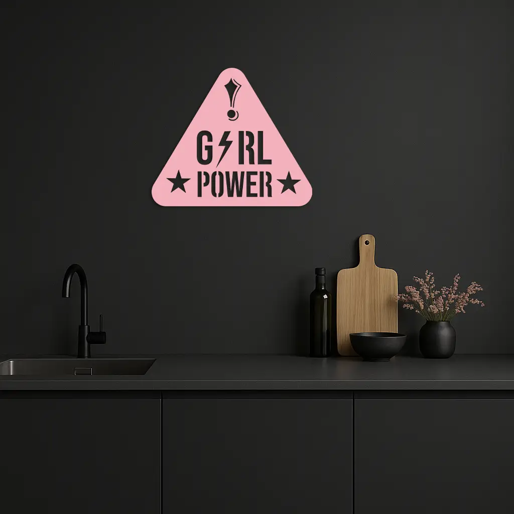 Girl Power Triangle Silhouette Metal Wall Art – Feminist Symbol Design - KAFGP040 by Enova Art