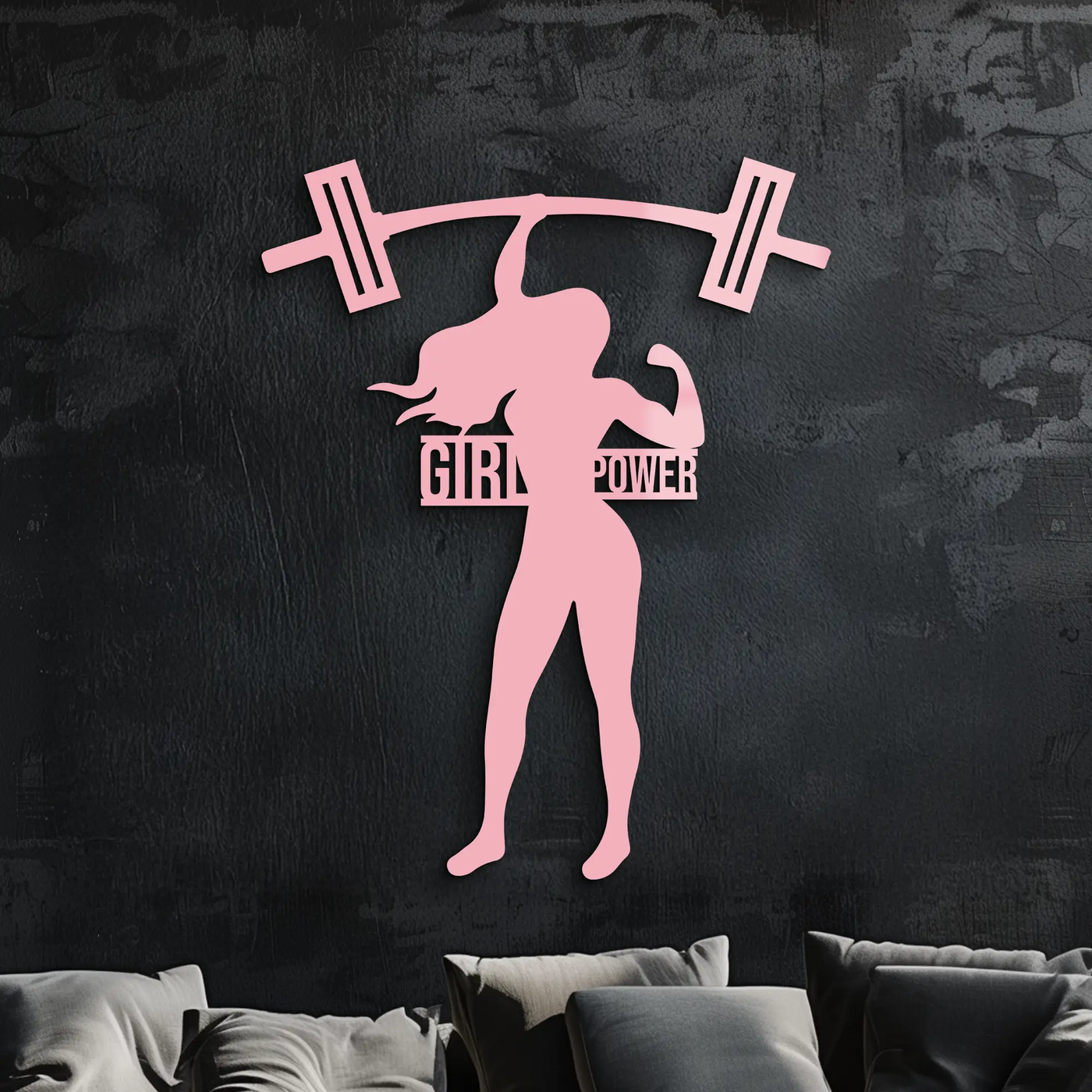 Girl Power Weightlifting Silhouette Metal Wall Art – Strong Woman Design - KAFGP041 by Enova Art