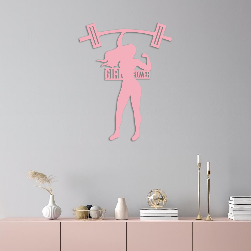 Girl Power Weightlifting Silhouette Metal Wall Art – Strong Woman Design - KAFGP041 by Enova Art