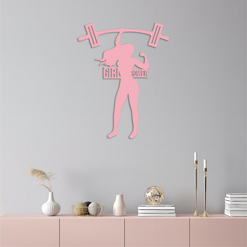 Girl Power Weightlifting Silhouette Metal Wall Art – Strong Woman Design - KAFGP041 by Enova Art