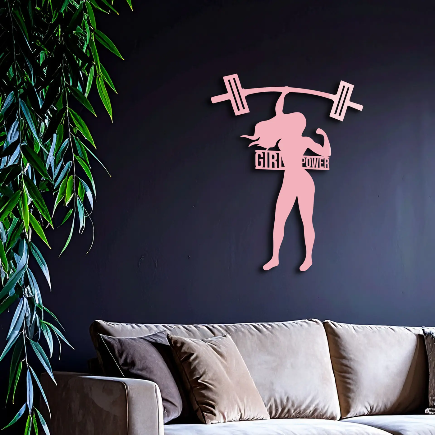 Girl Power Weightlifting Silhouette Metal Wall Art – Strong Woman Design - KAFGP041 by Enova Art