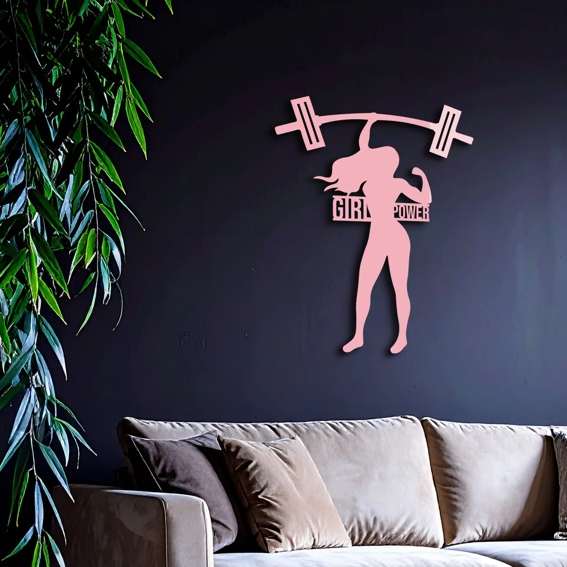 Girl Power Weightlifting Silhouette Metal Wall Art – Strong Woman Design - KAFGP041 by Enova Art