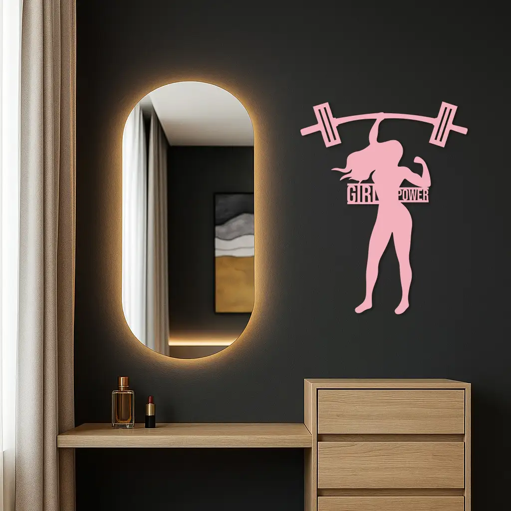 Girl Power Weightlifting Silhouette Metal Wall Art – Strong Woman Design - KAFGP041 by Enova Art