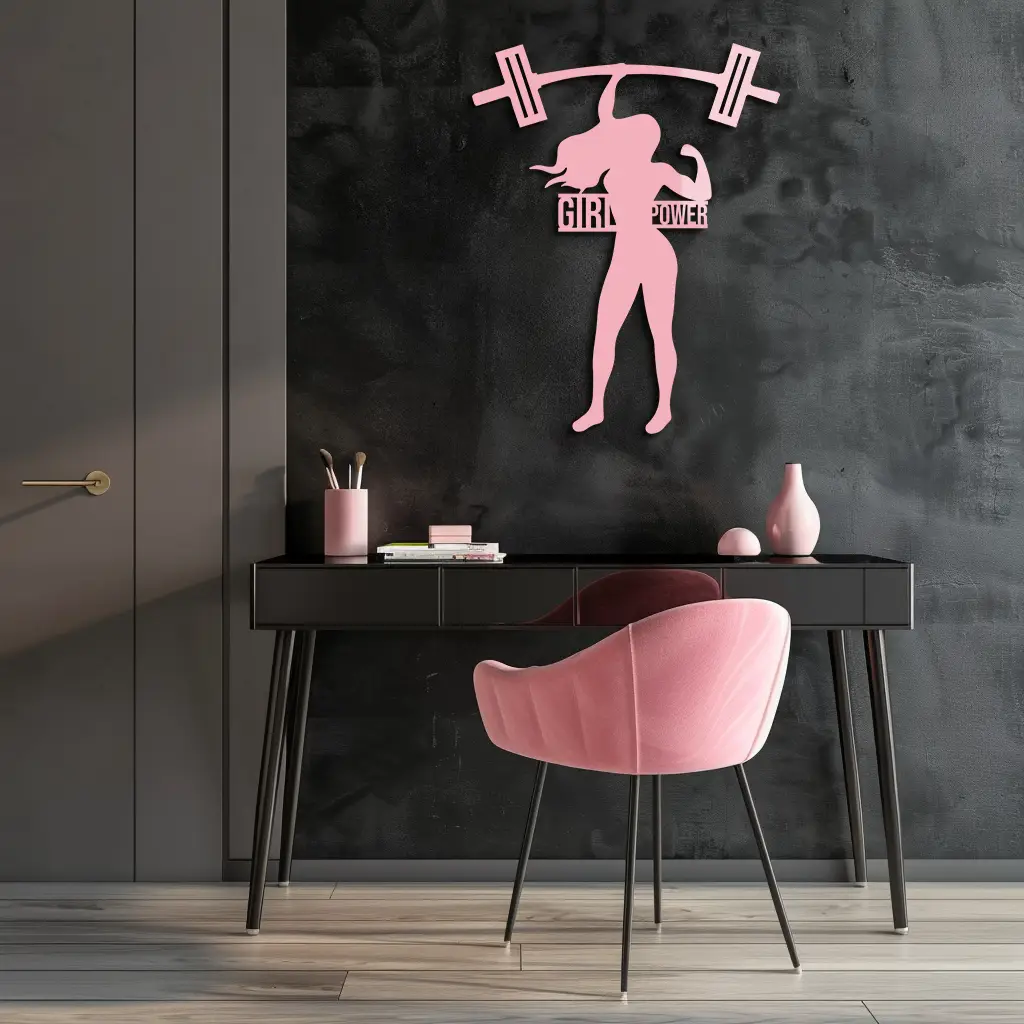 Girl Power Weightlifting Silhouette Metal Wall Art – Strong Woman Design - KAFGP041 by Enova Art