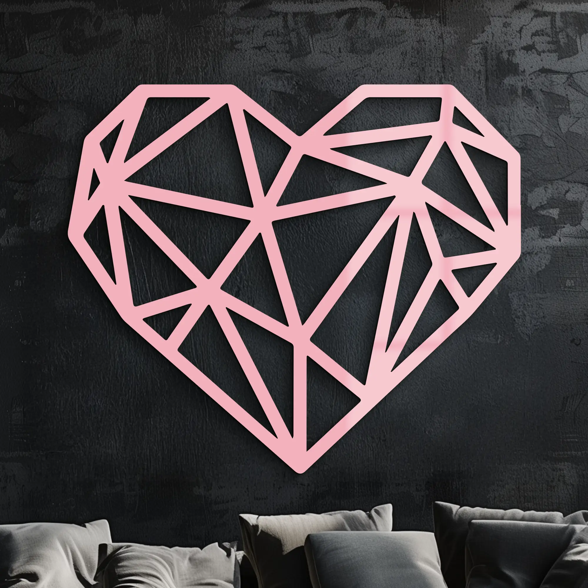 Geometric Heart Silhouette Metal Wall Art – Modern Love Design - KAFGP042 by Enova Art