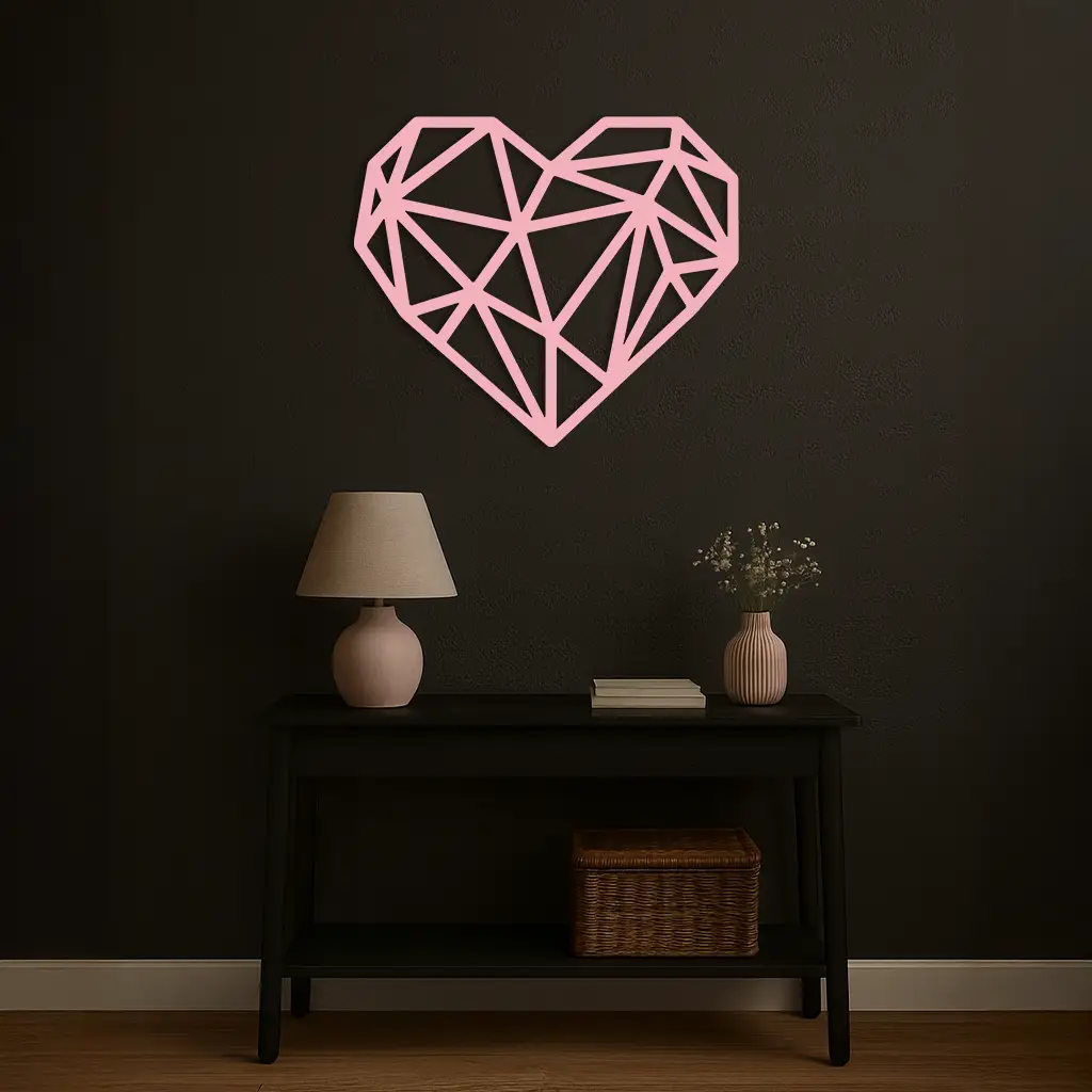 Geometric Heart Silhouette Metal Wall Art – Modern Love Design - KAFGP042 by Enova Art