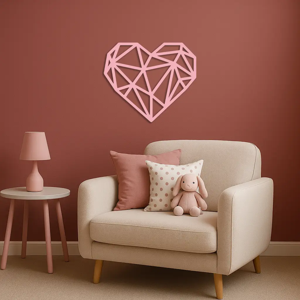 Geometric Heart Silhouette Metal Wall Art – Modern Love Design - KAFGP042 by Enova Art