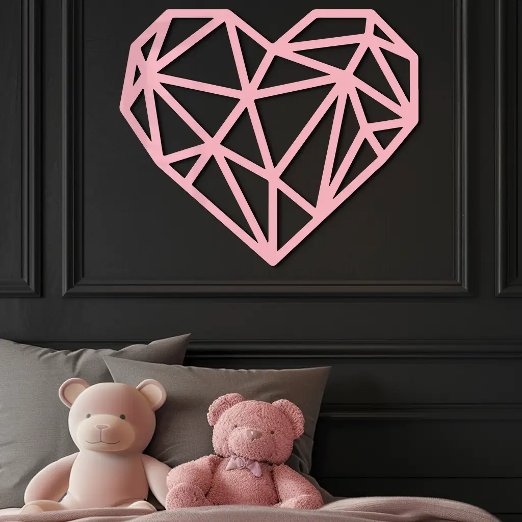 Geometric Heart Silhouette Metal Wall Art – Modern Love Design - KAFGP042 by Enova Art