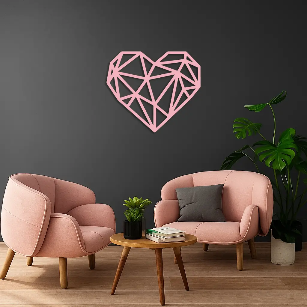 Geometric Heart Silhouette Metal Wall Art – Modern Love Design - KAFGP042 by Enova Art