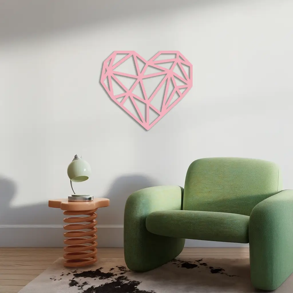 Geometric Heart Silhouette Metal Wall Art – Modern Love Design - KAFGP042 by Enova Art