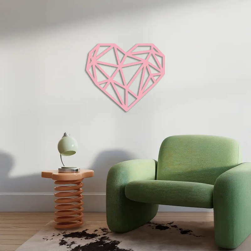 Geometric Heart Silhouette Metal Wall Art – Modern Love Design - KAFGP042 by Enova Art