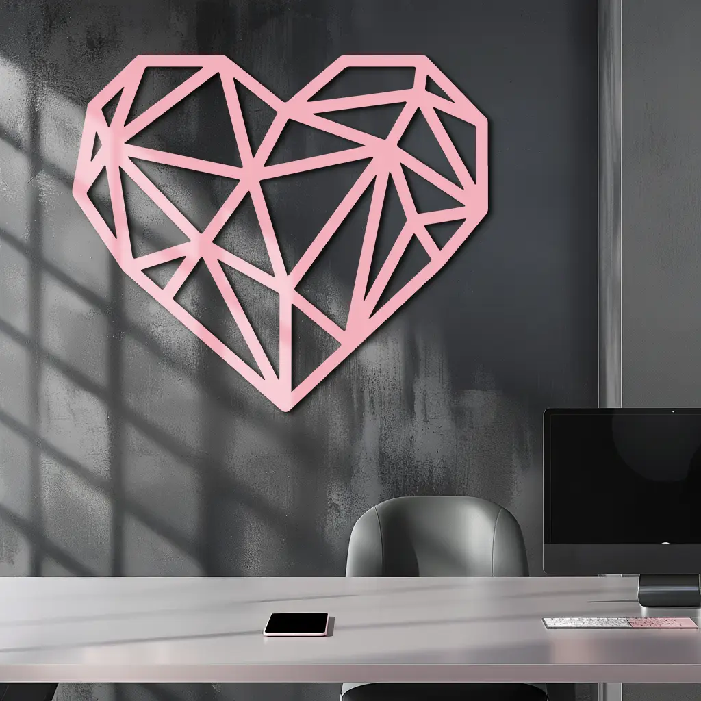 Geometric Heart Silhouette Metal Wall Art – Modern Love Design - KAFGP042 by Enova Art